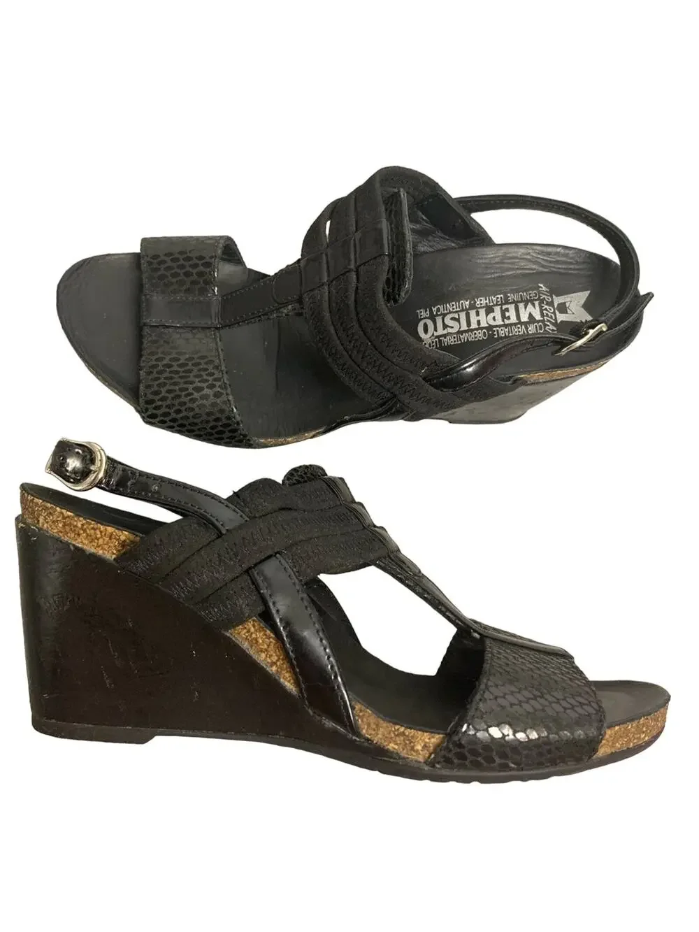 Mephisto leather air‎ relax wedge sandals